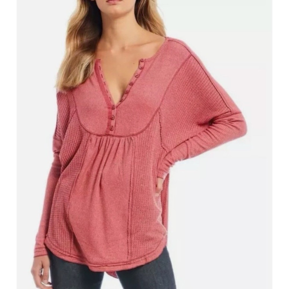 Free People Leo Oversized Henley Top Size M